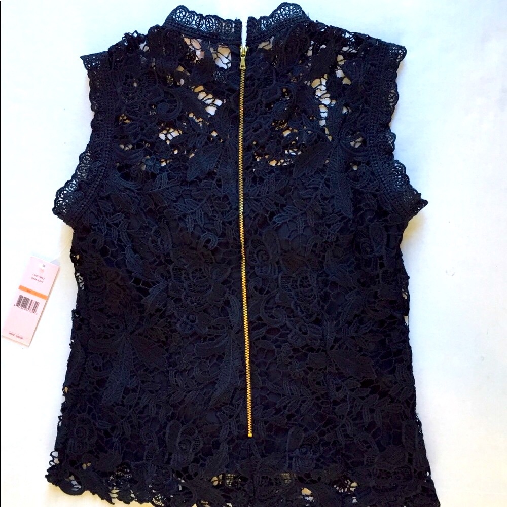 Nanette Lepore Navy Blue Lace Top Size Small